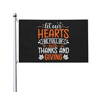 Lascia Che I Nostri Cuori Siano Pieni Di Ringraziamenti E Donazioni Bandiere Da Giardino Con 2 Occhielli Bandiere Di Benvenuto Divertente Garden Flag Per Fattoria Patio All'Aperto 90X150 Cm