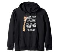 Lascia Che la Tua Fede Sia più Alta delle tue paure Giraffe Christian Felpa con Cappuccio