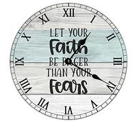 Lascia Che La Tua Fede Sia Più Grande Delle Tue Paure Rotondo Orologio Da Parete Facile Lettura Orologio Muro Silenzioso Quarzo Orologi Da Appendere Per Cucina Bar Scuola 25Cm
