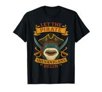 Lascia che The Pirate Shenanigans inizino Vintage Shark Halloween Maglietta