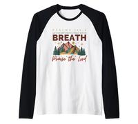 Lascia Che Tutto ciò Che Respira lodi Il Signore Mountain Art Maglia con Maniche Raglan