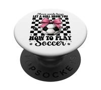 Lascia che una ragazza ti mostri come giocare a calcio coquette Bow rosa PopSockets PopGrip Adesivo