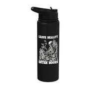 Lascia la realtà Enter Books Reader Skeleton Reading Book Stainless Steel Insulated Water Bottle