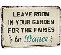 Lascia spazio nel tuo giardino per far ballare le fate, poster decorativo in latta con look retrò per casa, camera da letto, fattoria, giardino, cortile, fattoria, bar, pub, decora 8x12 pollici