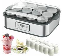 LASDERTV Yogurt Maker con 12 Barattoli di Vetro, Temperatura Regolabile E Controllo del Tempo, Schermo LCD Automatico, Perfetto per Yogurt E Regali di Salute