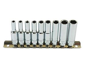 Laser 6196 Set di 9 Chiavi a Bussola ad Impatto Lungo, 0,63 cm di Diametro