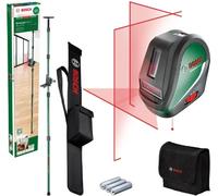 Bosch livella laser multifunzione UniversalLevel 3 con asta telescopica (3 linee laser incl. linea verticale a 90° per croce laser aggiuntiva sul soffitto e punto a piombo inferiore per allineamenti precisi, in cartone)