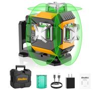 Laser a linee incrociate SAVSEC 3x360, laser a linee autolivellanti verdi 3D con modalità a impulsi, luminosità regolabile su tre livelli fino a 10 ore con batteria al litio ricaricabile (703CG-S)