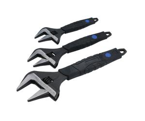 Laser Attrezzi Bocca Larga Chiave Regolabile Set 3pc Con Rotolo Organiser 8676