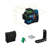 Bosch Professional Livella laser a linee GLL 12V-100-33 CG (3 linee laser verdi a 360°, raggio d'azione di 100 m (raggio), Levelling Remote, IP 65, LB 10, 4xLR6 da 1,5 V (AA), adattatore, custodia)
