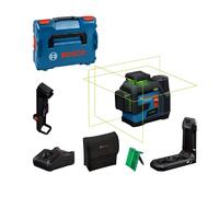 Bosch Professional Livella laser a linee GLL 12V-100-33 CG (3 linee laser verdi a 360°, raggio d'azione 100 m (raggio), Levelling Remote, LB 10, DK 20, GBA 12V 2.0Ah, GAL 12V-40, custodia, L-Boxx)
