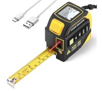 Laser Metro a Nastro 4 in 1, Telemetro Laser 40m e Metro a Nastro da 5 m | Misuratore Laser Digitale con Livella a Croce, Angolo a Doppio Asse, 8 Funzioni Laser, Display LCD, per Fai da Te e Cantiere