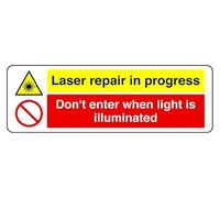 Laser Repair In Progress Don'T Enter When Light Is Illuminated - cartello di sicurezza - 1,2 mm plastica rigida per uso interno/esterno (450 mm x 200 mm) distanza di visualizzazione entro 7 m.