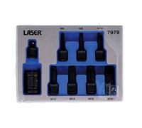 Laser Strumenti Doppio Drive Scanalate Urto Punta Presa Set 9pc IN Un Eva Spugna