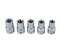 Laser Strumenti Urto Femmina Torx Star Presa Set 1.9cmD 5pc Argento Opaco Finire
