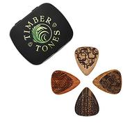 Laser Tones LASTGMT4 - Set di 4 plettri in legno, tagliati al laser, in scatola di latta