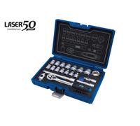Laser Tools 3/8" Set Di Bussole Metrico 20 Pezzi Esagonale Singolo Cromato 9326