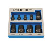 Laser Tools Profilo Basso Urto Esagonale Presa Punta Set 0.6cmD, 1cmD 9pc 6726