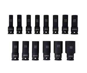 Laser Tools Set Bussole Profonde 1.3cmD 14pc Singolo Esagonale 10 A 30mm Metrico
