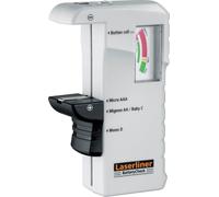 Laserliner Tester batterie BatteryCheck per AA, AAA, C, D, E-Block & batterie a bottone, tester batteria con scala a 3 colori, funzionamento senza batteria