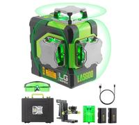 LasGoo LG-3DMAX Livella Laser 3x360° Verde, laser incrociato 3D auto-nivellante con 2 batterie ricaricabili al litio, adattatore per supporto di regolazione fine, occhiali e custodia rigida