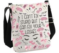 Lash Artist Gift - Borsa a tracolla per estetista con scritta "I Can't Fix Stupid But I Can Fix Your Lashes", idea regalo, Fissare Le Ciglia Cb Eu, 8.27 Inches ×6.5 Inches × 0.79 Inches