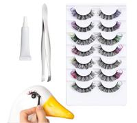 Lash Clusters, 7 Pair Multicolor Natural Cluster Lashes, Lightweight Reusable False Eyelashes, Eye Makeup Enhancer for Party Evening Photoshoot Teens Girls Youth, Multicolor