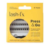 Lash FX Press & Go - Ciglia finte pre-incollate St Tropez: ciuffi e lunghe, con una fascia nera per un look definitivo, 36 ciuffetti in 3 lunghezze con pinzette