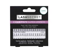 Lash Secret Individual - Ciglia Finte a Ciuffetti Lunghe Riutilizzabili e Colla - Effetto Occhi da Gatto - Individual Long con Nodino