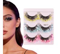 Lash Strips 3 Pair - Glitter Curled Eye Makeup, False Lashes Party Accessory, Women Girlfriend Wife Cosmetic Tool, Stage Performance for Club Supplies, Beauty Makeup Accessories Category for Night Out