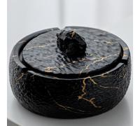 LaSheer Posacenere in ceramica con coperchio, posacenere antivento per sigarette per casa, interni ed esterni, ufficio, tavolo, supporto per erbacce e fumo, posacenere marmorizzato con trasferimento