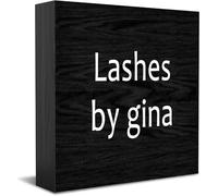 Lashes By Gina, decorazione rustica per la casa, idea regalo, cartello in legno per scrivania, mensola, decorazione per la stanza della fattoria, 12,7 x 12,7 cm