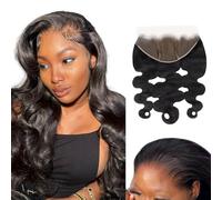 Lashey 13 x 6 HD, in pizzo frontale, nero naturale, con nodo presbiancato, linea di capelli, capelli umani, 30 cm (12 pollici)