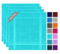 Lashuma London, set di 4 strofinacci cucina cotone colorati - strofinaccio 100% cotone, Turchese laguna, 50 x 50 cm