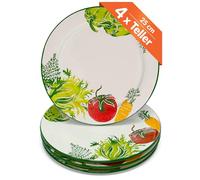 Lashuma Piatto in ceramica, diametro 25 cm, set di piatti piani per 4 persone, piatto da portata colorato verdure