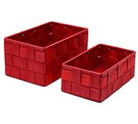 Lashuma Set di 2 cestini da bagno, cesti rossi, dimensioni: 19 x 10 x 7 cm e 20 x 13 x 10 cm