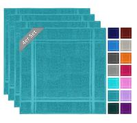 Lashuma Set di 4 strofinacci moderni - canovacci cucina spugna di 100% cotone, Verde nautico, 50 x 50 cm