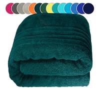 Lashuma Telo mare cotone uomo, Asciugamano XXL spugna 85x220 cm London, Telo Verde Opale