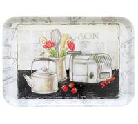 Lashuma Vassoio grande da cucina in melamina, vassoio in plastica, 45 x 31 cm, motivo: campagna, vassoio decorativo quadrato