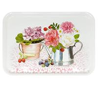 Lashuma Vassoio rettangolare in plastica, 45 x 31 cm, motivo: peonia, grande vassoio da cucina colorato