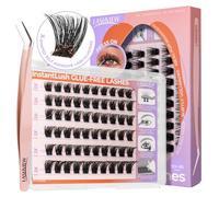 LASHVIEW Ciglia autoadesive a pressione, contiene 72 cluster, 1 applicatore, facili da applicare, strisce riutilizzabili da 10-16 mm, non danneggiano, riutilizzabili, N03