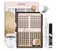 LASHVIEW Cluster Lashes, ciglia singole, mega-volume, di marca super fine e morbide extension per ciglia fai da te, look naturale, riutilizzabile, ciuffo per ciglia (kit D+)