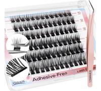 LASHVIEW Eyelash Self Adhesive Press On Lash Clusters Kit Pre Glued Eyelash Clusters with Applicator, No Glue No Remover Needed DIY Lash Extension Kit 10-16mm (N06-N 78Pcs)