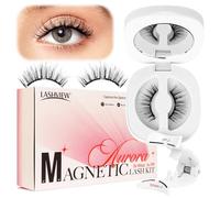 LASHVIEW Eyelashes Magnetic Look naturale, 1 paio di ciglia magnetiche riutilizzabili con applicatore, non necessitano di colla, facile da indossare e rimuovere (A02)