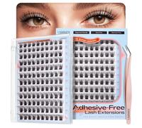 LASHVIEW Kit per ciglia autoadesive 120 pezzi Press On Lashes Pre Glued Eyelash Clusters Self Stick Cluster Lashes No Glue No Remover Needed DIY Extension Kit for Beginners (N03-D 10-16mm)