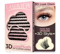 LASHVIEW Lash Clusters 182pcs D Curl Lash Clusters 3D Cluster Lashes Extensions Super Thin Band & Soft Lashes Reusable 9-16mm MIX (Fluffy-C163)