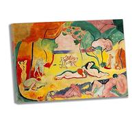 Lasite Henri Matisse《La gioia di vivere》Stampe e Quadri su Tela Tela Decorativa Per Soggiorno o Stanza da letto Pronto Da Appendere Su Una Spessa Cornice Di Legno（70x98cm） 28x39inch,Cornice