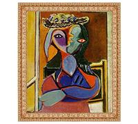 Lasite Pablo Picasso Stampe e Quadri su Tela Tela Decorativa Per Soggiorno o Stanza da letto Pronto Da Appendere Su Una(Donna con un cappello,（50x60cm） 20x24inch-Vintage Gold goffrato)-1