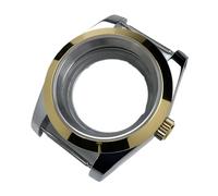Lasitech 1 pezzo da 39 mm DJ NH35 cassa in oro giallo lunetta piatta vetro zaffiro for parti di modifica Skx Mod adatte for orologio in acciaio NH35/36(Case WMT,OYS Clasp)