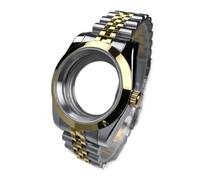 Lasitech 1 pezzo da 39 mm DJ NH35 cassa in oro giallo lunetta piatta vetro zaffiro for parti di modifica Skx Mod adatte for orologio in acciaio NH35/36(Flat WMTJ,OYS Clasp)